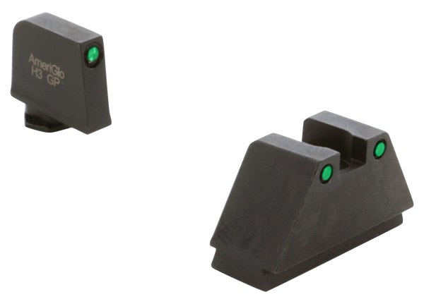 AmeriGlo GL815 Optic Compatible Sight Set for Glock  3XL Tall Green Tritium Black Outline Front Sight-Green Tritium Black Outline Rear Sight