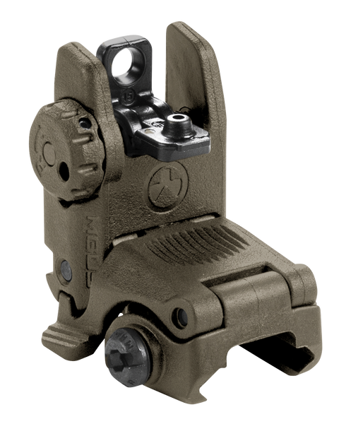 Magpul MAG248-ODG MBUS Sight Rear  Olive Drab Green Polymer, Spring-Loaded Flip Up for AR-15/ M16