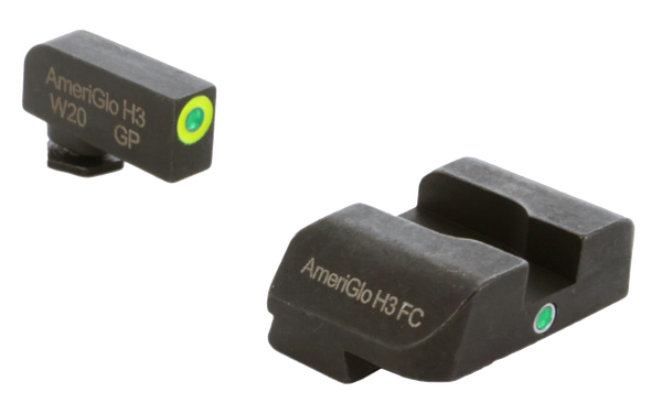 AmeriGlo GL301 i-Dot Sight  Set for Glock  Green Tritium LumiGreen Outline Front Sight-Green Tritium Rear Sight