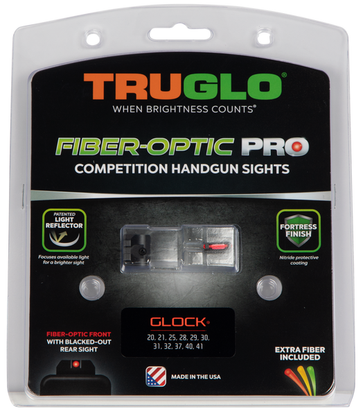 TruGlo TG132G2 Fiber-Optic Pro  Red/Fiber Optic Front Sight-Black/Blank Rear Sight Glock 20/21