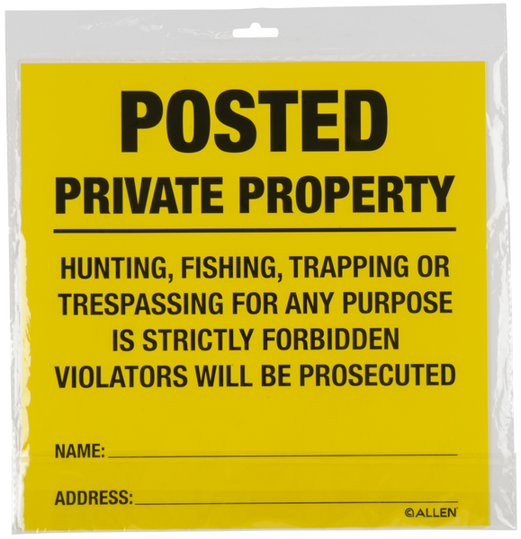 ALLEN 15824 POSTED NO TRESPASSING SIGN 12 PK
