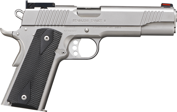 Kimber Mfg.,inc 3200107CA Stainless Target II (CA) 10mm 8+1 5" Satin Silver Front Serrations Stainless Steel Slide Black Synthetic Double-Diamond Checkering Grip