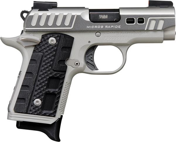 Kimber Mfg.,inc 3300223 Micro 9 Rapide Black Ice 9mm 7+1 3.15" Silver/Grey KimPro II Black G10 Grip