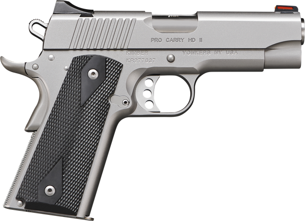 Kimber Mfg.,inc 3200044CA Pro Carry HD II (CA) 38 Super 9+1 4" Stainless Steel Slide Satin Silver Black Synthetic Double Diamond Checkering Grip