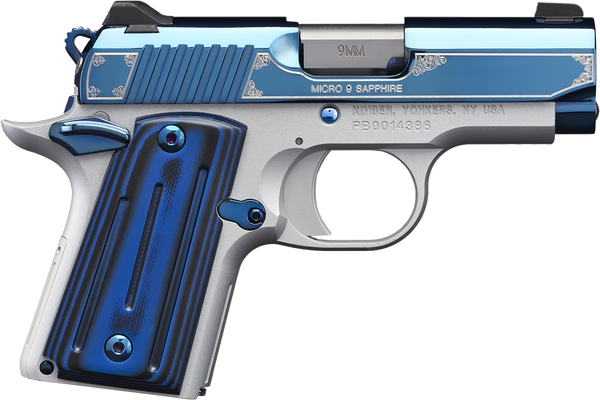 Kimber Mfg.,inc 3300111 Micro 9 Sapphire 9mm 6+1 3.15" Polished Bright Blue PVD Coating Stainless Steel Slide G-10 Grip