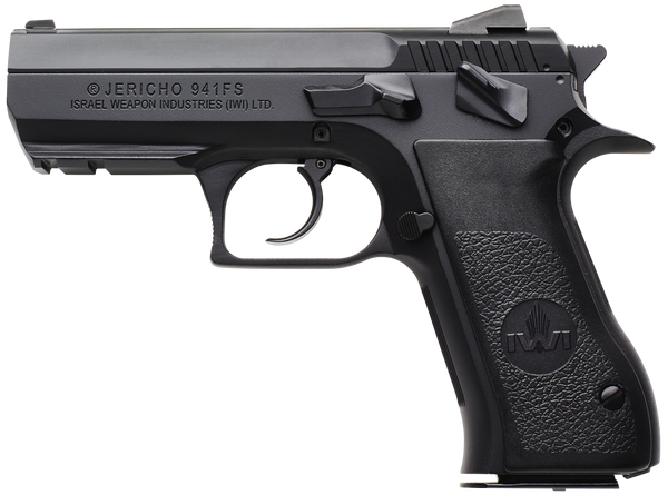 IWI US J941FS910ORP Jericho 941 Mid-Size Frame 9mm Luger 10+1 3.80" Black Chrome Lined Steel Barrel, Black Serrated Steel Slide & Frame w/Beavertail & Picatinny Rail, Black Textured Grips