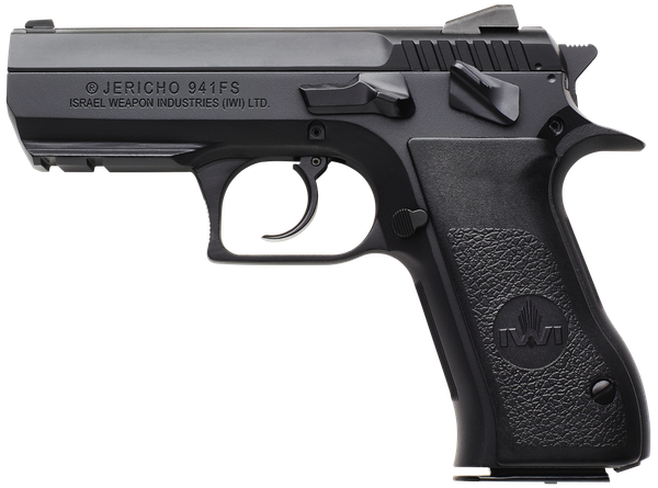 IWI US J941FS910ORP Jericho 941 Mid-Size Frame 9mm Luger 10+1 3.80" Black Chrome Lined Steel Barrel, Black Serrated Steel Slide & Frame w/Beavertail & Picatinny Rail, Black Textured Grips
