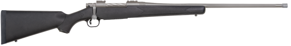 Mossberg 28261 Patriot  Full Size 7mm PRC 3+1 24" Stainless Cerakote Fluted Threaded Barrel, Drilled & Tapped Stainless Cerakote Receiver, Black Fixed Synthetic Stock