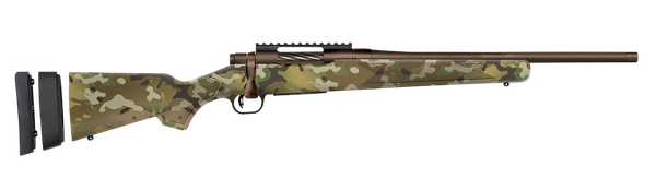 Mossberg 28281 Patriot Super Bantam Youth 350 Legend 4+1 18" Patriot Brown Cerakote Threaded Bull Barrel, Patriot Brown Cerakote Steel Receiver w/Picatinny Rail, MultiCam Fixed Synthetic Stock