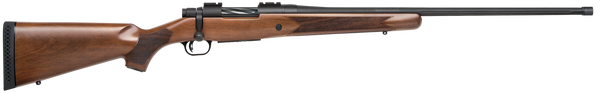 Mossberg 28239 Patriot  Full Size 7mm PRC 3+1 24" Matte Blued Fluted Threaded Barrel, Drilled & Tapped Matte Blued Stainless Steel Receiver, Walnut Fixed Stock