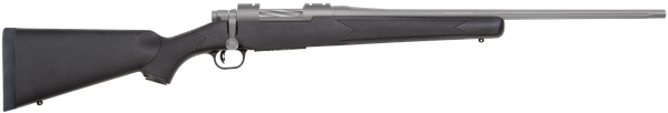 Mossberg 28005 Patriot  243 Win 5+1 22" Stainless Cerakote Fluted Barrel, Stainless Cerakote Receiver Drilled & Tapped, Black Fixed Synthetic Stock, Right Hand