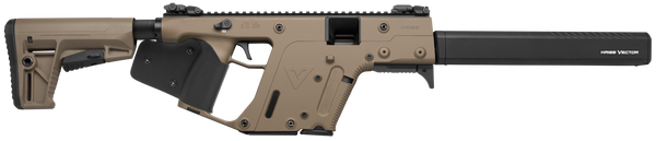 Kriss USA KV45CFD22 Vector CRB G2 45 ACP 10+1 16" Black Barrel Shroud, FDE Rec & Fixed Stock, Black California Paddle Grip, Flip Up Sights