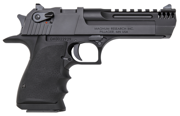 Magnum Research DE50L5IMB Desert Eagle L5 50 AE 5" with Muzzle Brake 7+1 Black Hardcoat Anodized Aluminum Frame Black Carbon Steel Slide Black Hogue Wraparound Rubber Grip