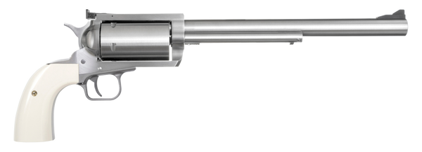 Magnum Research BFR4570B BFR Long Cylinder Extra Large 45-70 Gov 5 Shot 10" Brushed Stainless Steel Barrel, Cylinder & Frame, Bisley White Laminate Grip, Exposed Hammer