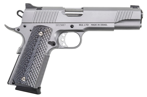 Magnum Research DE1911GSS Desert Eagle 1911 G 45 ACP 8+1, 5.01" Stainless Steel Bull Barrel, Matte Stainless Steel Serrated Slide & Frame w/Beavertail, Black/Gray G10 Grip, Grip Safety, Right Hand