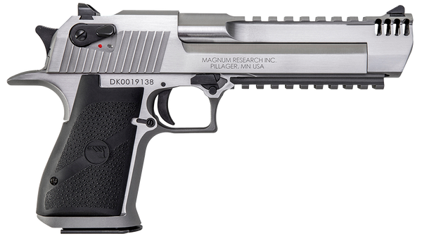 Magnum Research DE50SRMB Desert Eagle Mark XIX 50 AE 6" with Muzzle Brake 7+1 Overall Stainless Steel Black Rubber Grip