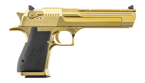 Magnum Research DE44CAG Desert Eagle Mark XIX *CA Compliant 357 Mag 9+1 6" Accessory Rail Barrel, Gold Zirconium Nitride Serrated Slide & Frame
