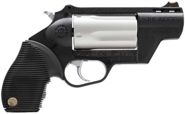 Taurus 2441029TCPLY Judge Public Defender 45 Colt (LC) Caliber or 2.50" 410 Gauge 5 Shot 2.50" Black Finish Barrel, Matte Stainless Finish Cylinder, Black Finish Polymer Frame & Black Ribber Grip