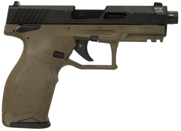 Taurus 1-2TX22141O-10 TX22  22 LR 10+1 4.60" Matte Black Threaded Barrel, Black Hard Coat Anodized Optic Ready/Serrated Slide, OD Green Polymer Frame w/Picatinny Rail, Textured Grip