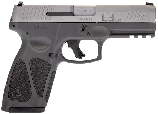 Taurus 1G3B949G G3  Full Size Frame 9mm Luger 15+1/17+1 4" Matte Stainless Steel Barrel, Matte Serrated Stainless Steel Slide, Gray Polymer Frame w/Picatinny Rail, Polymer Grip, Right Hand