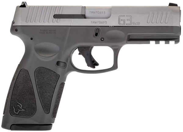 Taurus 1G3B949G G3  Full Size Frame 9mm Luger 15+1/17+1 4" Matte Stainless Steel Barrel, Matte Serrated Stainless Steel Slide, Gray Polymer Frame w/Picatinny Rail, Polymer Grip, Right Hand