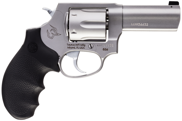 Taurus 2-85639NS 856 Defender Small 38 Special +P 6 Shot 3" Matte Stainless Steel Barrel, Cylinder & Frame, Hogue Finger Grooved Grip, Transfer Bar Safety, Exposed Hammer