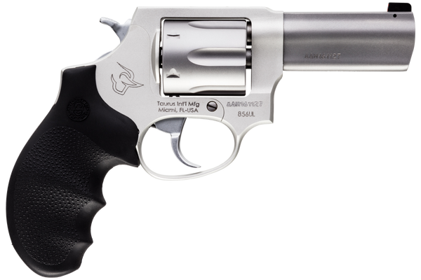Taurus 2-85639ULNS Defender 856 Ultra-Lite Small 38 Special +P 6 Shot 3" Matte Stainless Steel Barrel, Cylinder & Frame, Hogue Finger Grooved Grip, Transfer Bar Safety, Exposed Hammer