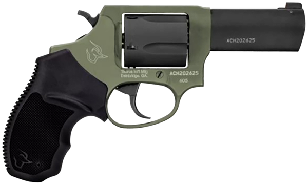 Taurus 260531F Defender 605  SA/DA 357 Mag/38 Special +P 5rd 3", Black Barrel/Cylinder, Sniper Green Frame, Black Hogue Rubber Grip, Fixed Front Sight