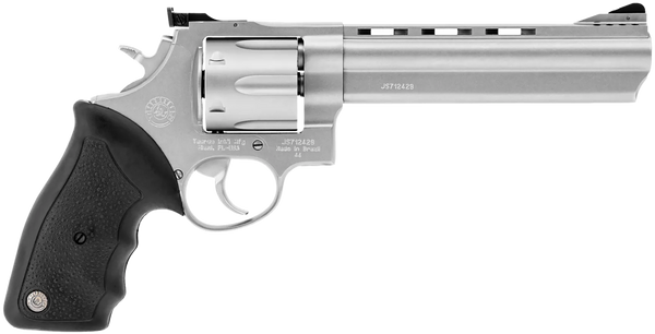 Taurus 2-440069 44  Large 44 Rem Mag 6 Shot 6.50" Matte Stainless Ported Barrel, Cylinder & Frame, Black Finger Grooved Rubber Grip, Transfer Bar Safety, Exposed Hammer
