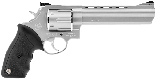 Taurus 2-440069 44  Large 44 Rem Mag 6 Shot 6.50" Matte Stainless Ported Barrel, Cylinder & Frame, Black Finger Grooved Rubber Grip, Transfer Bar Safety, Exposed Hammer