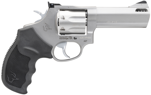Taurus 2-627049 Tracker 627 Medium 357 Mag/38 Special +P 7 Shot 4" Matte Stainless Steel Barrel, Cylinder & Frame, Black Ribber Grip, Transfer Bar Safety, Exposed Hammer