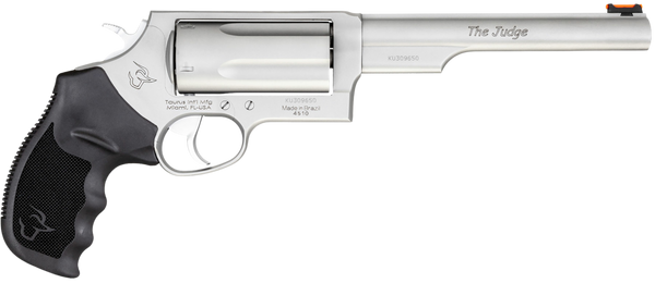 Taurus 2441069MAG Judge Magnum Compact Frame 45 Colt (Long Colt)/410 Gauge 5rd 6.50" Matte Stainless Steel Barrel, Cylinder & Frame, Black Ribber Grip, Transfer Bar Safety, Exposed Hammer