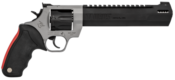Taurus 2357085RH Raging Hunter  357 Mag 7rd 8.38" Matte Black Oxide Cylinder & Barrel Matte Stainless Steel Frame Black Rubber with Integrated Red Cushion Insert Grip