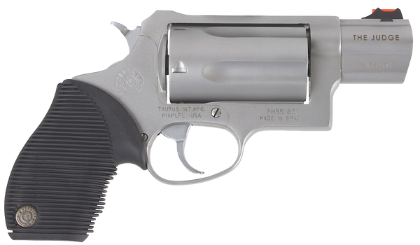 Taurus 2441039TC Judge Public Defender Small Frame 45 Colt (Long Colt)/ 410 Bore 5rd 2" Matte Stainless Steel Barrel, Cylinder & Frame, Black Ribber Grip, Transfer Bar Safety, Exposed Hammer