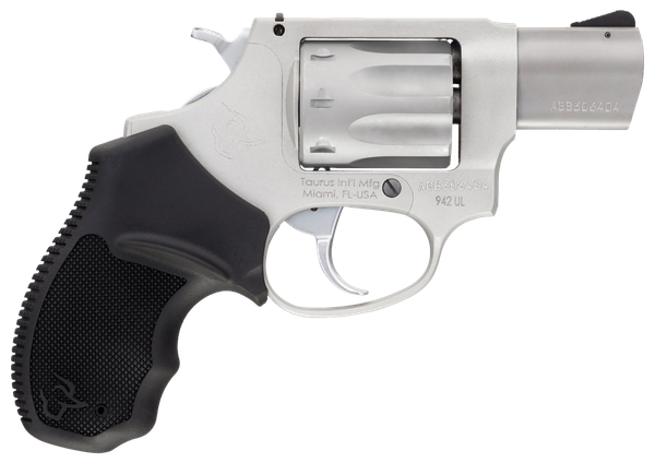 Taurus 2942029UL 942 Ultra-Lite 22 LR 8rd 2" Matte Stainless Finish Barrel, Matte Stainless Finish Cylinder, Stainless Anodized Finish Aluminum Frame & Finger Grooved Black Polymer Grip