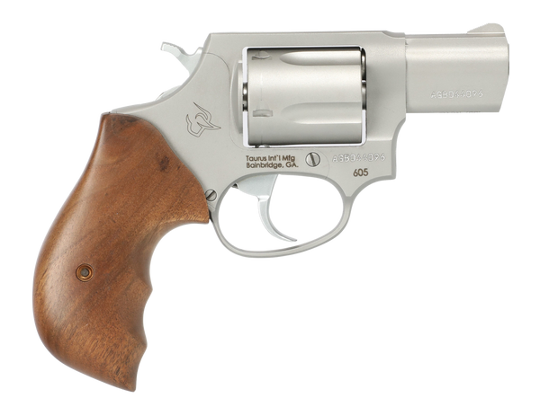 Taurus 2-605029TW 605  Small Frame 357 Mag/38 Special +P 5 Shot 2" Matte Stainless Steel Barrel, Cylinder & Frame, Walnut Grips, Transfer Bar Safety