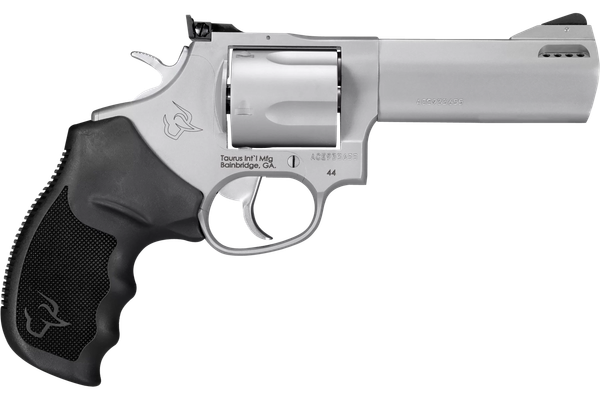 Taurus 2-440049TKR Tracker 44 Medium 44 Rem Mag 5 Shot 4" Matte Stainless Steel Ported Barrel, Cylinder & Frame, Black Ribber Grip, Transfer Bar Safety, Exposed Hammer