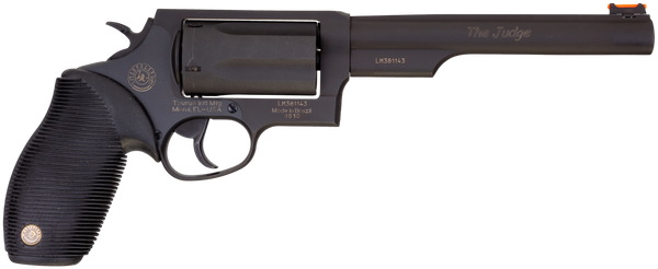 Taurus 2-441061T Judge  Compact 45 Colt (Long Colt) 410 Bore 5 Shot 6.50" Matte Black Oxide Alloy Steel Barrel, Cylinder & Frame, Black Rubber Grip, Transfer Bar Safety, Exposed Hammer