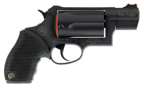 Taurus 2441031TC Judge Public Defender Small Frame 45 Colt (LC) 410 Bore 5rd 2" Matte Black Oxide Steel Barrel, Cylinder & Frame, Black Ribber Grip, Transfer Bar Safety, Exposed Hammer