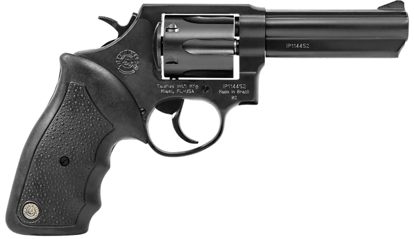 Taurus 2-820041 82  Medium 38 Special +P 6 Shot 4" Matte Black Oxide Alloy Steel Barrel, Cylinder & Frame, Black Finger Grooved Rubber Grip, Transfer Bar Safety, Exposed Hammer