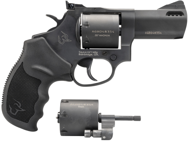 Taurus 2-692031 692  Medium 38 Special +P/357 Mag/9mm Luger 7 Shot 3" Matte Black Ported Barrel, Cylinder & Frame, Black Ribber Grip, Transfer Bar Safety, Exposed Hammer, 2 Cylinders