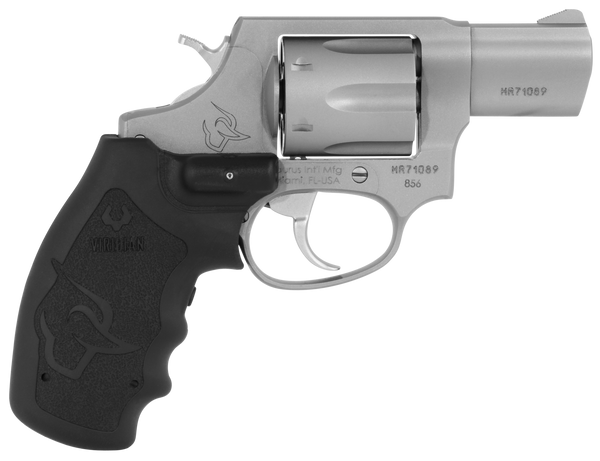 Taurus 2-856029VL 856 w/Laser Small 38 Special +P 6 Shot 2" Matte Stainless Steel Barrel, Cylinder & Frame, Black Finger Grooved Rubber Grip, Viridian Laser Transfer Bar Safety, Exposed Hammer
