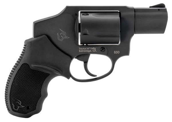 Taurus 2-850121 850  Small 38 Special 5 Shot 2" Matte Black Alloy Steel Barrel, Cylinder & Frame, Black Rubber Grip, Transfer Bar Safety, Concealed Hammer