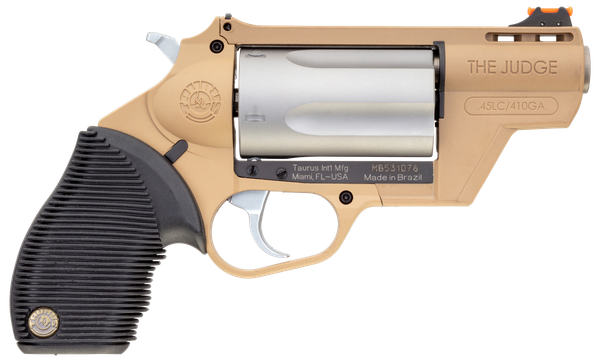 Taurus 2-441029FDE Judge Public Defender 45 Colt (LC)/410 Gauge 5rd 2.50" Flat Dark Earth Barrel & Frame Matte Stainless Cylinder Black Ribber Grip