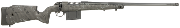 Bergara Rifles B14LM7513 B-14 Crest 7mm PRC 5+1 22" Fluted/Threaded, Sniper Gray Cerakote Barrel/Rec, Monte Carlo Carbon Fiber Stock with Black & Gray Splatter, Omni Muzzle Brake