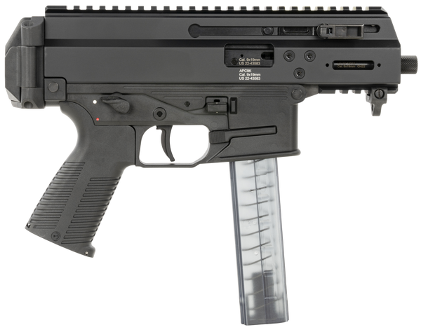 B&T Firearms 36045 APC 9K Pro 9mm Luger 30+1 4.30" Black Threaded Barrel, Black Aluminum/Polymer Frame, Picatinny Rail, Black Polymer Grip, M-LOK Slots, Ambidextrous