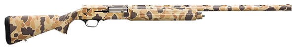 Browning 0119082005 A5  12 Gauge 26" Barrel 3.5" 4+1 Full Coverage Vintage Tan Camo, Textured Synthetic Stock With Close Radius Pistol Grip