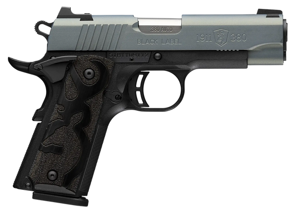 Browning 051993492 1911 Black Label Compact Frame 380 ACP 8+1 3.63" Matte Stainless Steel Barrel, Northern Lights Cerakote Serrated Steel Slide, Matte Black Polymer Frame, Black Polymer Grip