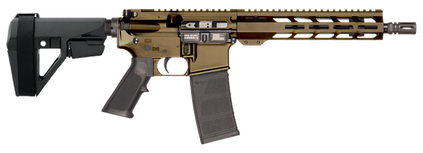 Patriot Ordnance Factory 02540 P-15  Sports South Exclusive 5.56 NATO 30+1 10.50" Black Threaded Barrel, Burnt Bronze Cerakote Aluminum Receiver w/Picatinny Rail, M-LOK Handguard, Black Polymer SB Tac