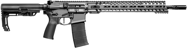 Patriot Ordnance Factory 01645 Minuteman Direct Impingement 5.56x45mm 30+1 16.50" Nitride Treated Threaded Barrel, Tungsten Cerakote Receiver, Synthetic 6 Position MFT Minimalist Stock